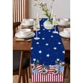 thumbnail image 4 of 4th of July Table Runner Cotton Linen 48 Inch Holiday Dresser Scarves, Independence Day Red Blue Stars Striped Tablerunner for Kitchen Coffee Dining Bedroom Living Room Dinner Scarf Décor 13''x48'', 4 of 9