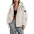 thumbnail image 2 of Women's Plus Size Rain Jackets Waterproof Loose And Hooded Windproof Outdoor Mountaineering Water- Full-zip Parka Casual Jacket, 2 of 8