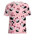 thumbnail image 5 of Cute Panda Hearts Pink Women's Short Sleeve Tops Casual Blouses T Shirt, 5 of 7