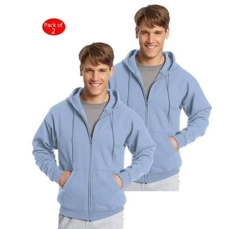 Light Blue Hoodie Sweatshirt Hanes ComfortBlend; Eco Smart; Full Zip Hoodie, Color: Light Blue, Size: S --- PACK OF 2 (Men's Athleticwear - Original Company Packing) ()