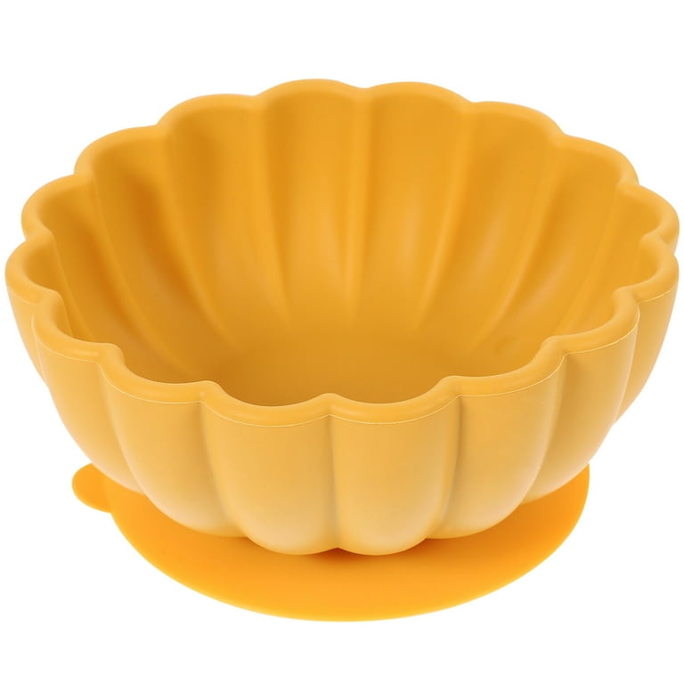 Suction Silicone Food Bowl Baby Bowl Flower Shaped Dish Silicone Bowl Toddler Bowl, Yellow