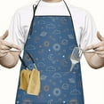 thumbnail image 2 of Sun Moon Cloud Star Pattern Apron-Garden Aprons for Women with Pockets-Cotton Linen Waterproof Kitchen Cooking Gardening Aprons Adjustable for Kitchen,Cooking,BBQ and Salon 33x27 Inch, 2 of 7