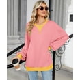 thumbnail image 2 of Sweatshirts for Women Loose Fit Crew Neck Pullover Shirts Lightweight Fall Clothes Tunic Tops (Pink,XX-Large), 2 of 2