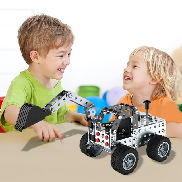 Metal Model Building Kit for Adults and Teens | DIY Disassembly & Assembly Excavator Bulldozer Set | 204 Piece Stainless Steel Construction Block Toy | Creative Puzzle Gift | 7.48x3.94x3.74 in