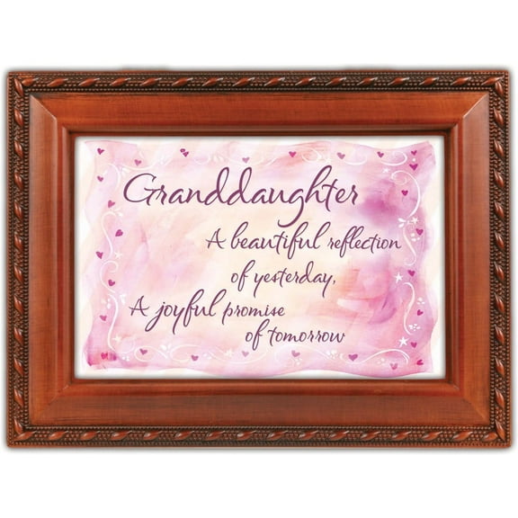 Granddaughter Beautiful Woodgrain Rope Trim Jewelry Music Box Plays You Are My Sunshine