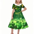 thumbnail image 6 of Xdegoge St. Patrick's Day Girls Dresses A Line Clover Print Vintage Dress with Collar and Short Sleeves Irish Holiday Gown, 6 of 6