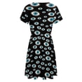 thumbnail image 5 of Evil Eye Dress Fashion Beach Short Sleeve Dresses Female Party Printed Sundress, 5 of 7