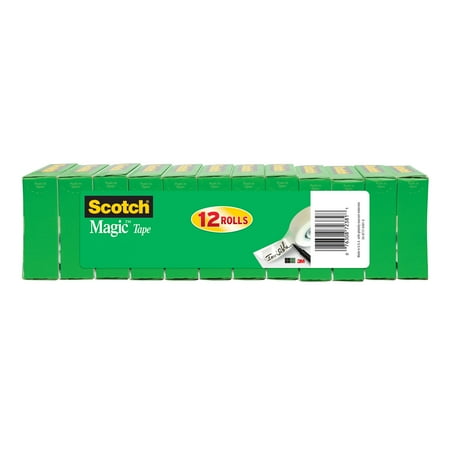 Scotch Magic Invisible Tape, 3/4 in x 1000 in, 1 in core, 12-Pack