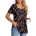 thumbnail image 2 of Camisetas informales de verano para mujer, cuello cuadrado, manga corta, túnica, blusas sueltas y cómodas OAVQHLG3B Store  lin121212, 2 of 4