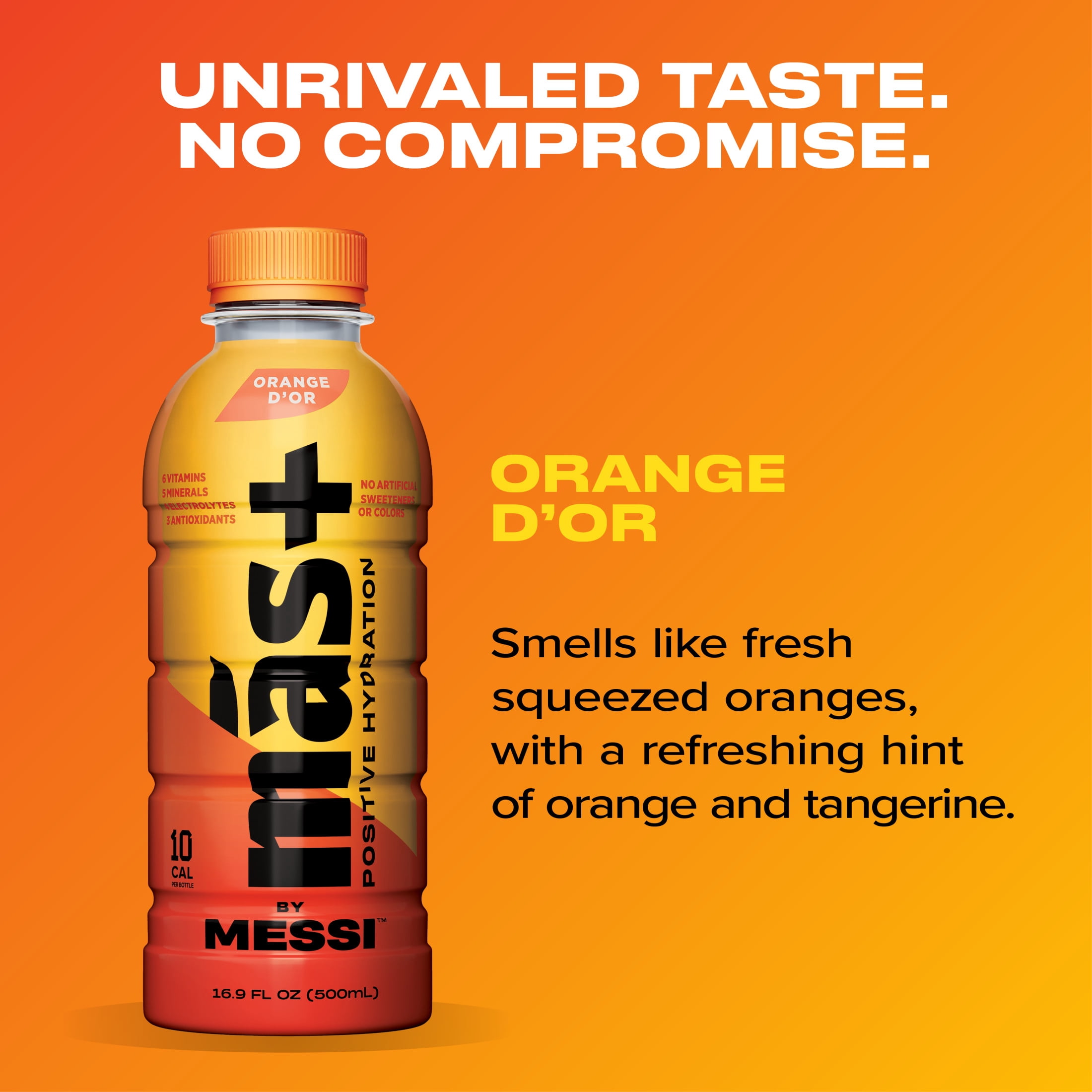 Mas+ by Messi Hydration Sports Drink Orange d'Or, 16.9 fl oz Bottle