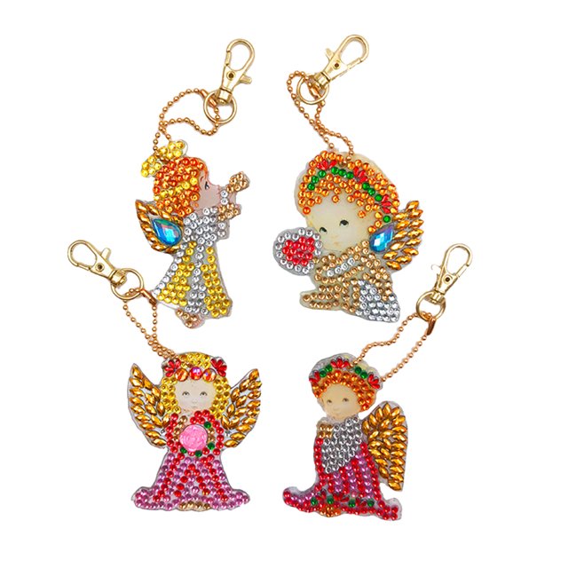 Bewildely 2022 4/5 Uds Diy Navidad diamante pintura llavero colgante taladro completo forma especial bordado de diamantes bolso de mujer regalo de Navidad Artesanía Tipo8 4 pezzi Bewildely HA008418-08B
