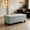 Baby Blue + Polyester, variant on Leather Storage Bench End of Bed Queen, Tufted Flip Top 49.75" Brown