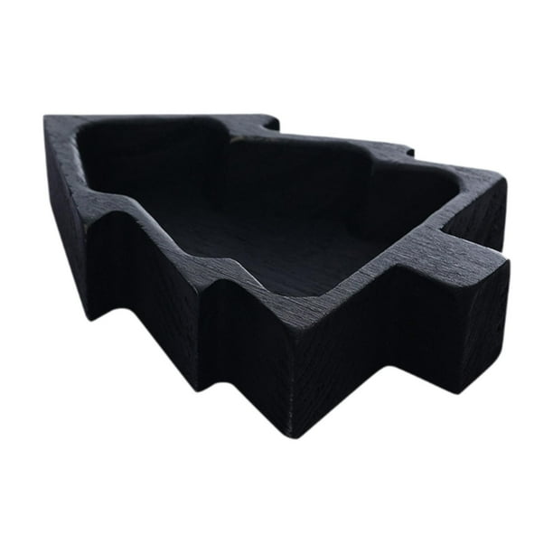 Bandeja para servir con forma de árbol de Navidad, plato de aperitivos de madera, decorativa, multiusos, para fiestas navideñas. Negro