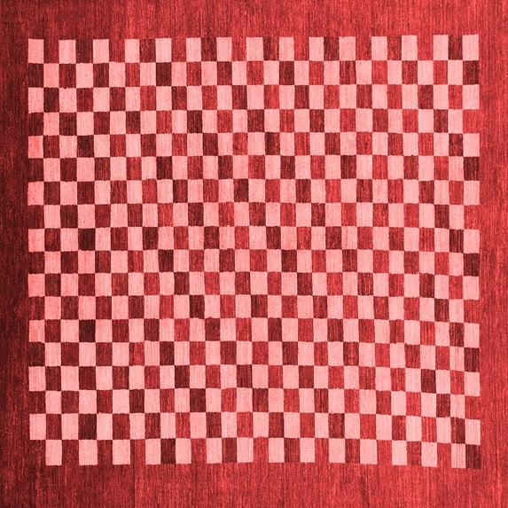 Ahgly Company Indoor Square Checkered Red Modern Area Rugs, 3' Square