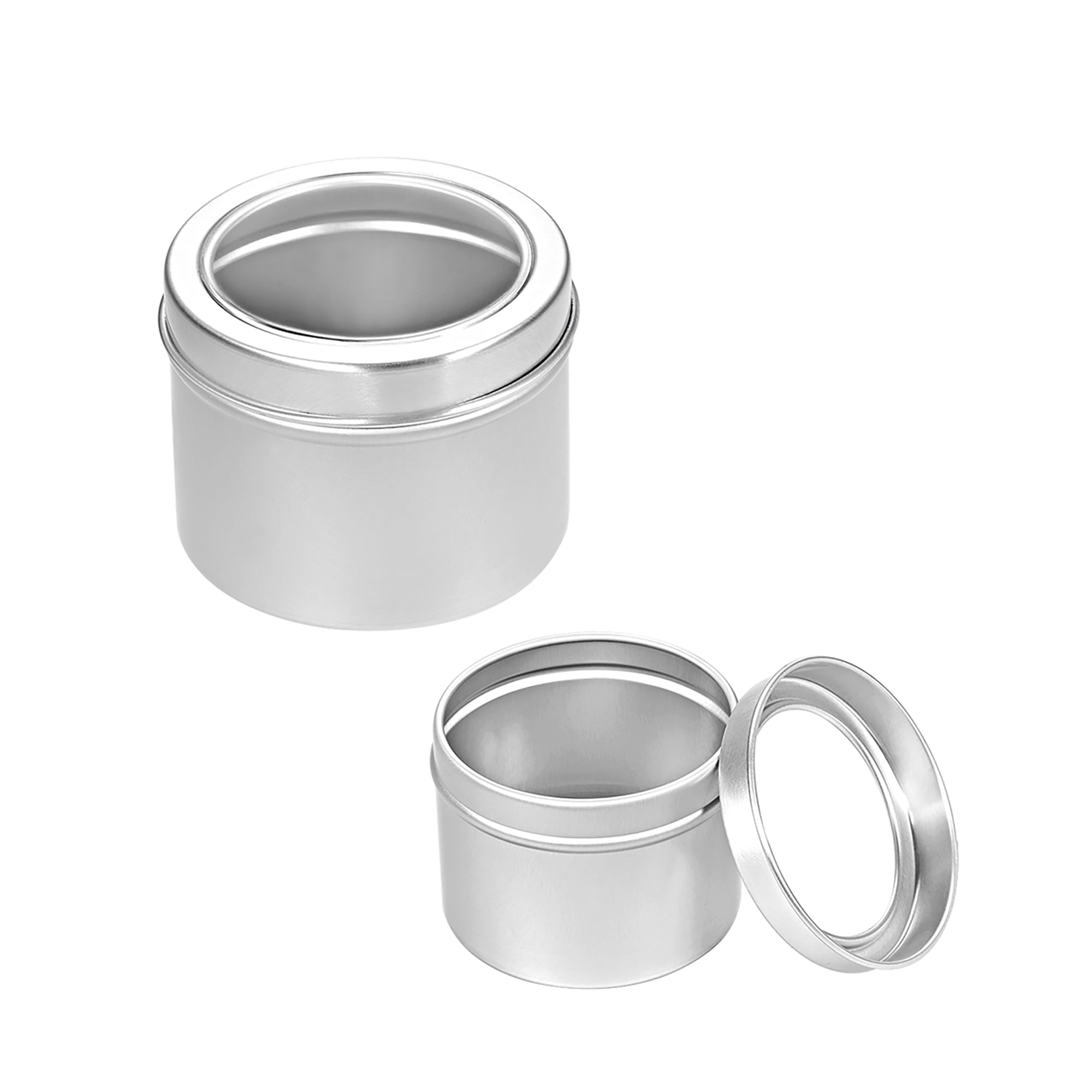 2oz Round Clear Window Aluminum Cans Tin Screw Top Lid Containers 60ml 6 pcs