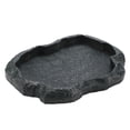 thumbnail image 1 of Cuenco alimentador de plato de agua y comida de roca de reptil duradero de resina para lagarto tortuga (verde M), 1 of 5