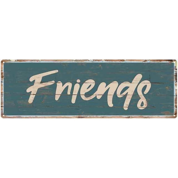 Friends Beach Style Wood Look Sign Gift Green 6x18 Metal Decor 106180086011