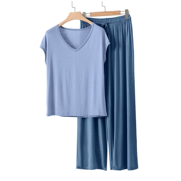 Royisotas Comfy Pajamas for Women Short Sleeve Pjs Two Piece Cotton Loose Ladies Pajama Sets Dressy
