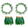 thumbnail image 1 of KAKOWELY Falda de baile hawaiana de hierba para adultos, 4 piezas, con guirnalda para fiesta luau en la playa (2 guirnaldas verdes + 2 faldas de hierba verde), 1 of 4