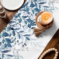 thumbnail image 3 of Blue Leaves Table Runner 90 Inches, Summer Botanical Bed Runner Dresser Scarves Tabletop for Indoor Outdoor Parties/Ceremony/Banquet, 13" x 90", 3 of 8