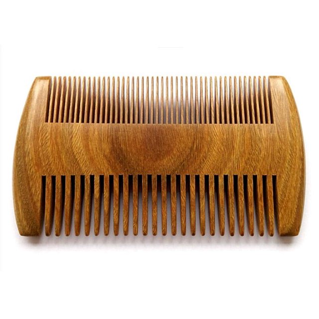 Myhsmooth Peine para barba de sándalo verde de 4 pulgadas de largo, dos lados, hecho a mano, natural, no estático, con aroma aromático para barbas largas y cortas, peine para bigote, paquete de 1 unid