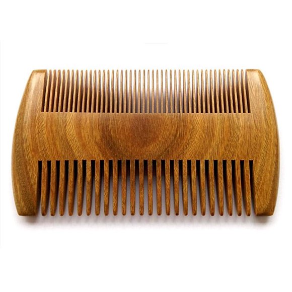 Myhsmooth Peine para barba de sándalo verde de 4 pulgadas de largo, dos lados, hecho a mano, natural, no estático, con aroma aromático para barbas largas y cortas, peine para bigote, paquete de 1 unid