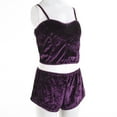 thumbnail image 3 of Qiylii Women 2PCS Pajamas Set Slim Strap Solid Color Sling Crop Top Shorts, 3 of 9