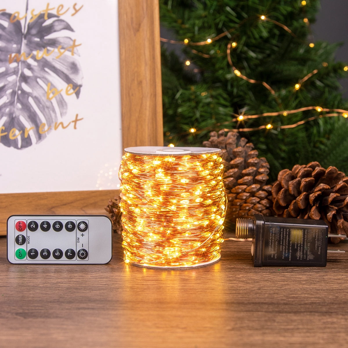 RESNICE 400FT Warm White Plug in Fairy Lights 1200 LED Waterproof Twinkle Copper Wire String Lights with Remote for Christmas Tree Bedroom Porch Patio Garden Wedding Party