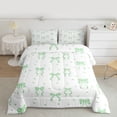 thumbnail image 2 of jejeloiu Cute Bowtie Bow Full Size Comforter Sets,Green Bowknot Ribbon Bedding Sets For Girls Kids Reversible 3pcs, 2 of 8