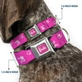 thumbnail image 2 of Mattel Pet Collar, Dog Collar Metal Seatbelt Buckle, Barbie Ponytail Silhouette Icon Scattered Pinks, 20 to 31 Inches 1.5 Inch Wide, 2 of 8