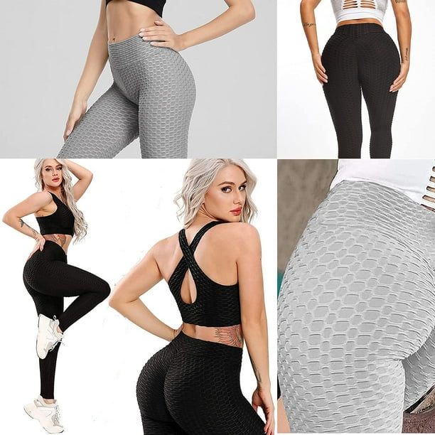 LANBAOSI 2 Pack Women High Waisted Ruched Butt Lifting Leggings Female  Scrunch Textured Compression Yoga Pants Booty Workout Tights Size Medium 