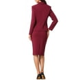 thumbnail image 3 of 2 Piece Suit Skirt Business Set for Women Long Sleeve Work Outfits Blazer Jacket Pencil Skirts Set XS Burgundy, 3 of 5