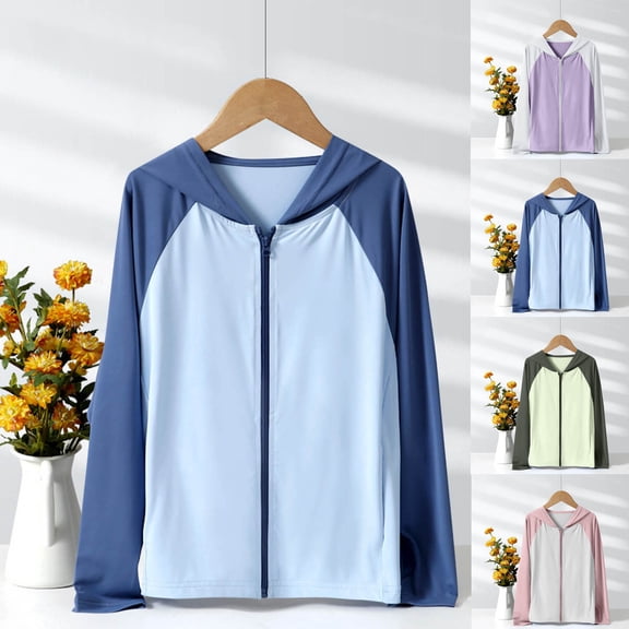SROBPTY Teen Boy Jackets Solid Long Sleeve Zip up Hooded with Pockets Breathable Outerwear Coat for 4-16Y