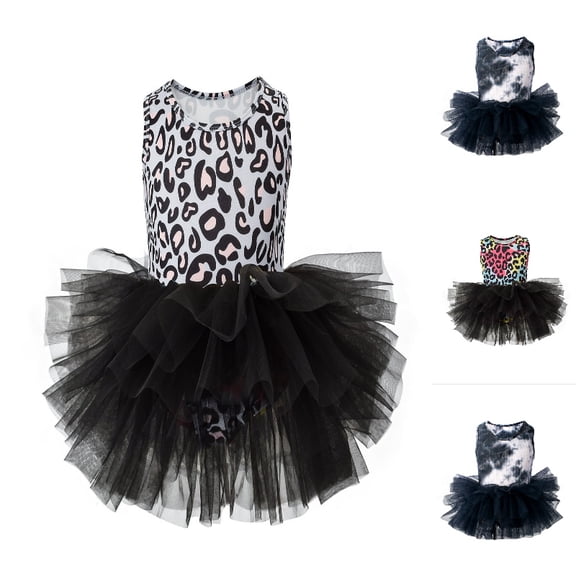QHFBli Girls Kids Sleeveless Tutu Ballet Dress, Girls Dance Leotard with Tulle Skirt for Performance and Practice Grey XS-90