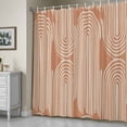 thumbnail image 5 of Abstract Lines Shower Curtain, Mid Century Orange Vintage Geometric Line Texture Waterproof Shower Curtain Set with 12 Hooks Lightweight Bath Curtains Fabric Bathroom Decor 72x78 Inches, 5 of 9