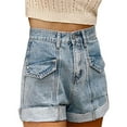 thumbnail image 2 of Cathalem Stretch Jean Shorts for Women Curvy Womens Jean Shorts Denim Short Jeans trendy with pockets(Blue,L), 2 of 5