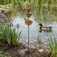 thumbnail image 4 of Small Animal Drinking Water Cups Outdoor Garden Rainwater Collector | Metal Layered Birdbath Sculpture | Multicolor Rust-Effect Courtyard Column Decor 21cm, 4 of 6