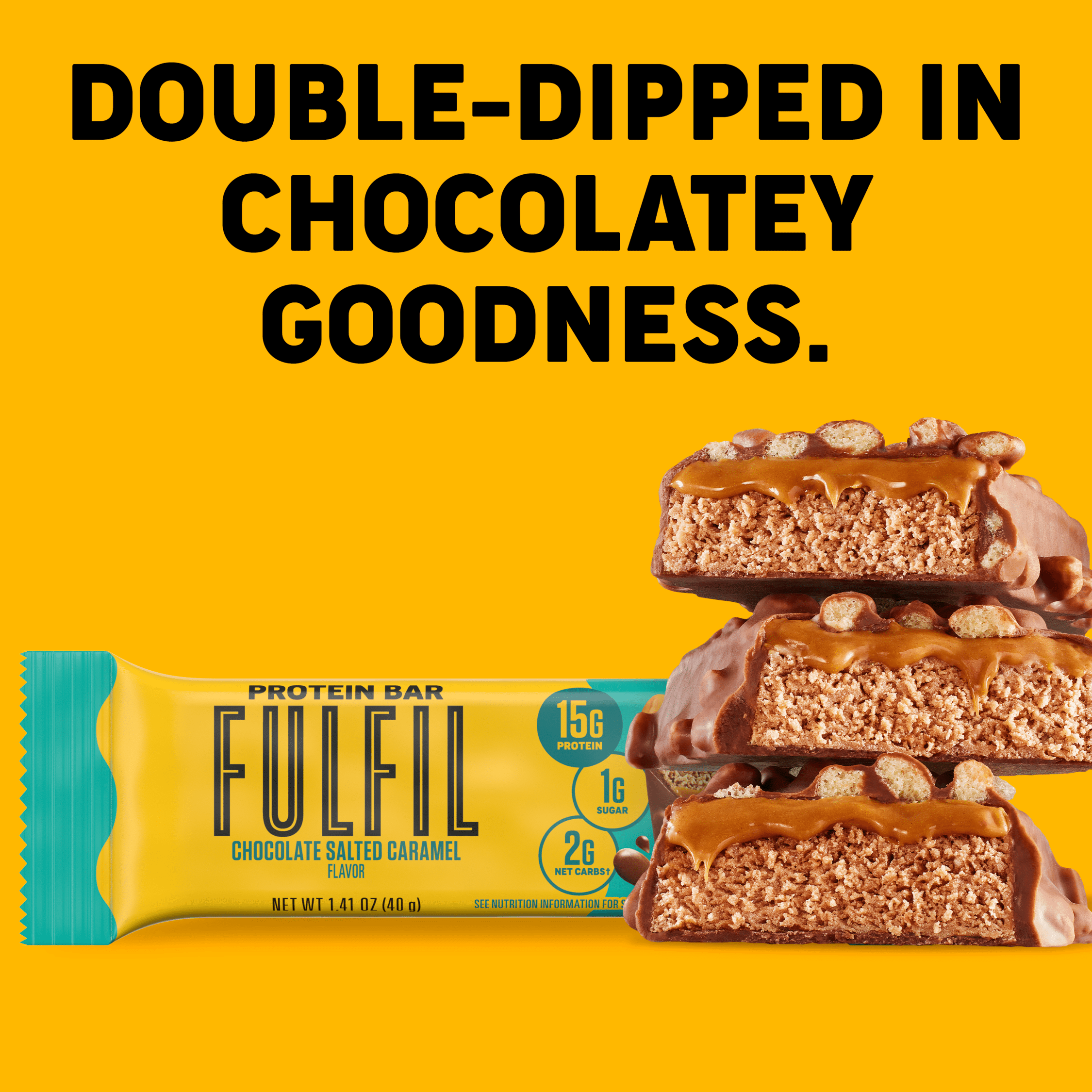FULFIL Nutrition Vitamin & Protein Bar, Chocolate Salted Caramel, 1 Bar