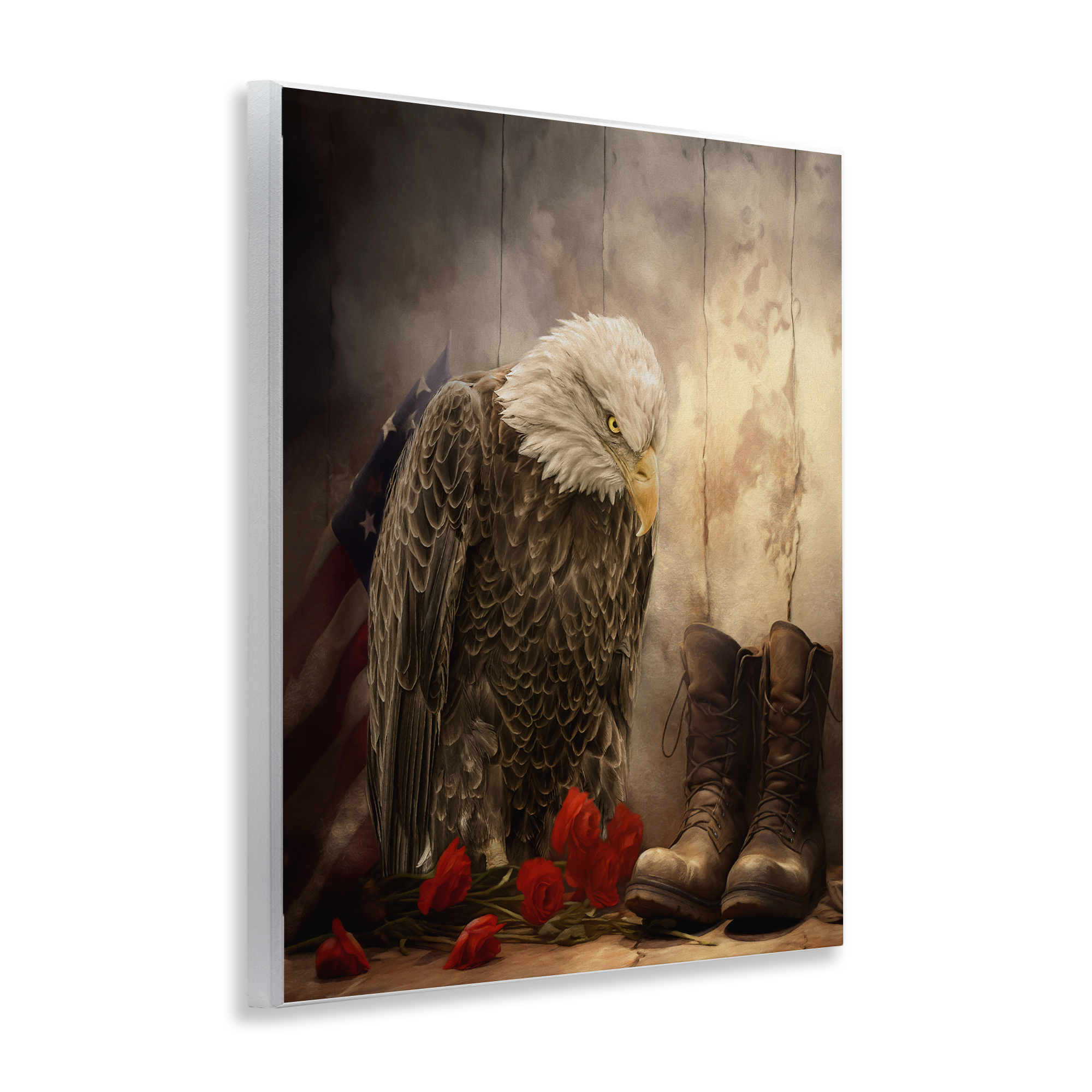 Stupell Industries Solemn Memory Eagle & Roses Wall Plaque Art design by Kelley Parker, 14 x 11