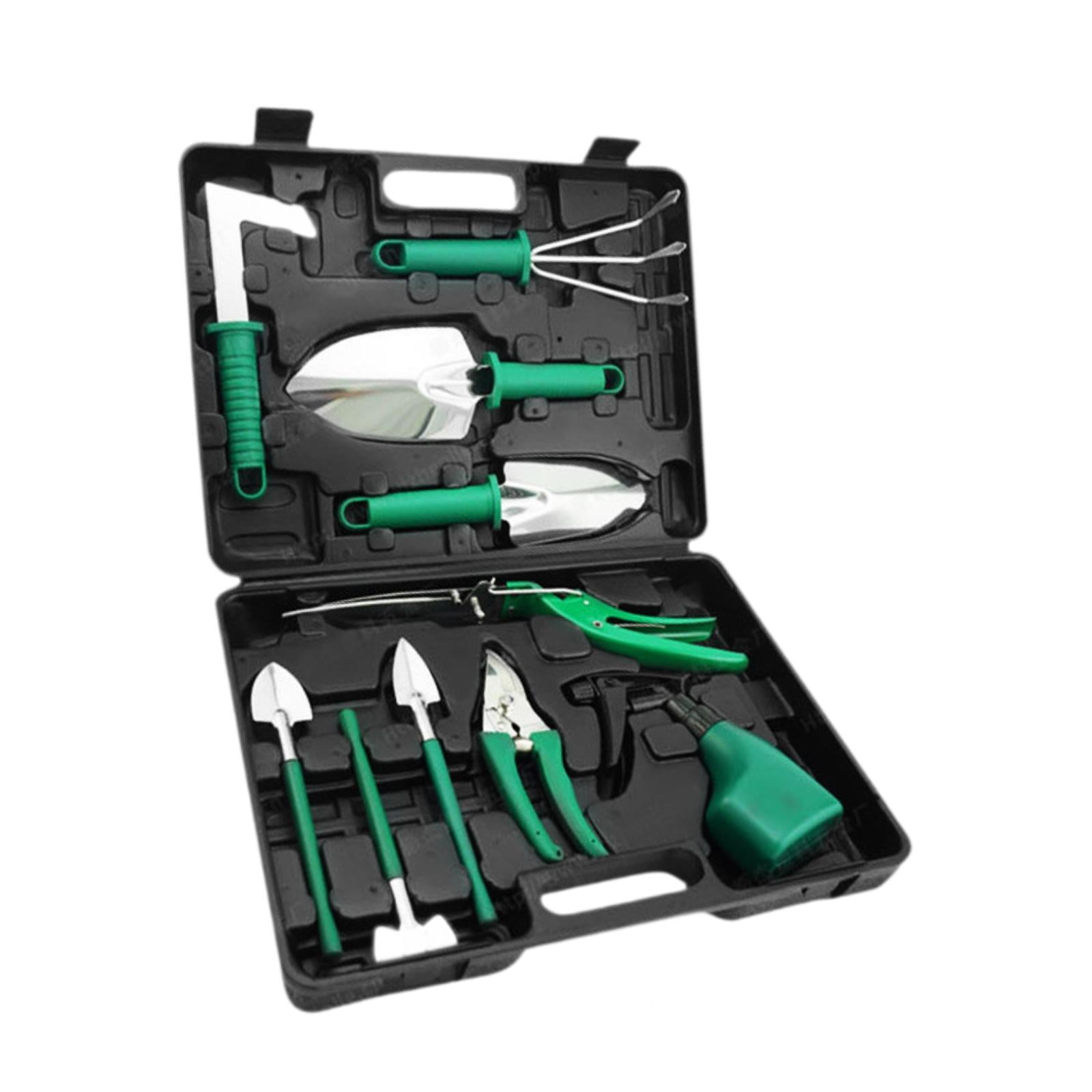 koolsoo Garden Tools Set Gardening Hand Tools Ergonomic Handle Shovels Yard with Storage Tote Bag Utility Tools for Lawn Agricultural 10Pcs 38x28x7cm