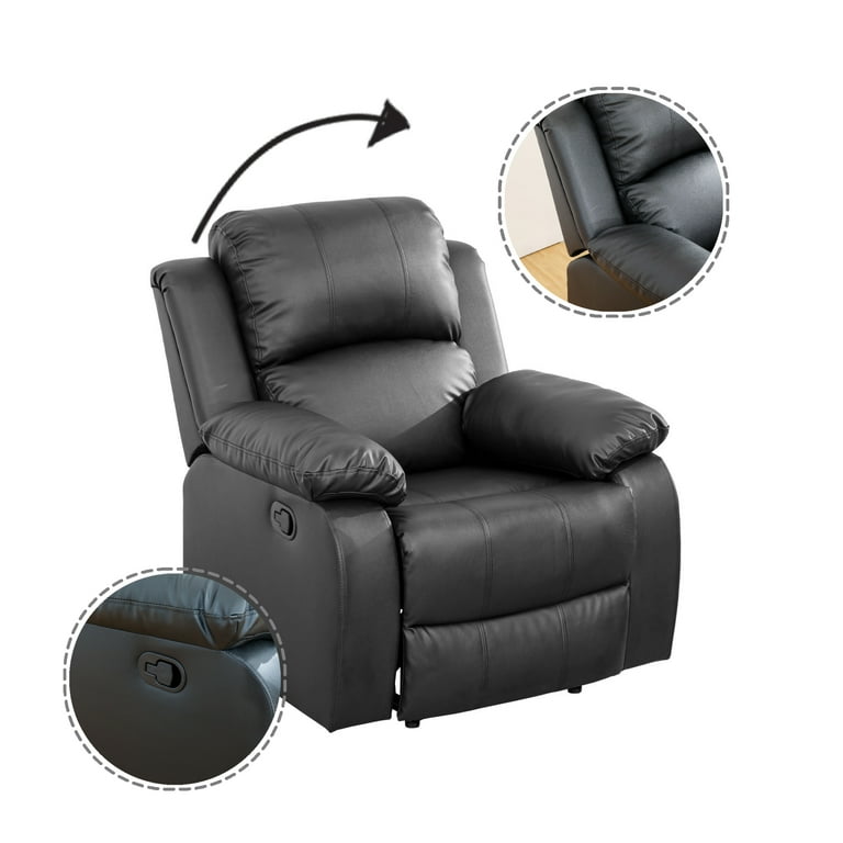 Caberryne High Reclining Faux Leather Chair for Office Theatre Adjustable Backrest Black Walmart