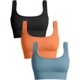 thumbnail image 1 of SURJDE Women's 3 Piece Medium Support Tank Top Ribbed Seamless Removable Cups Workout Exercise Sport Bra, 1 of 3