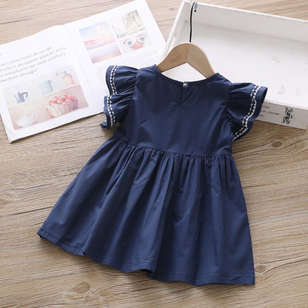 Kids Girls Summer Casual Fashion Baby Girl Short Sleeve Bow-knot Princess Dress Kids' Clothing Dresses Cotton Summer - image 4 of 6