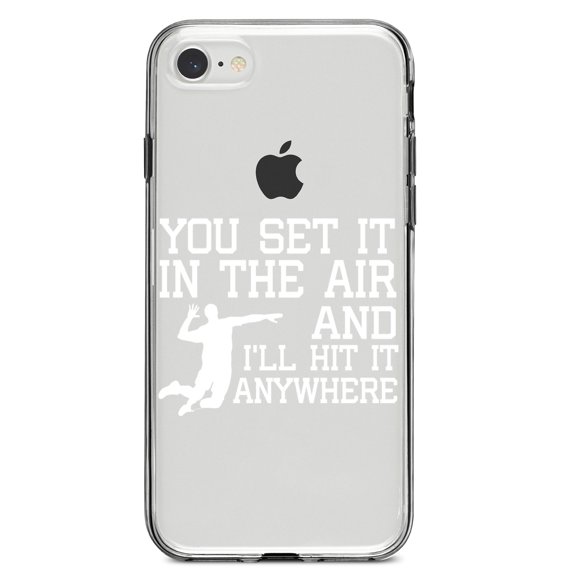 DistinctInk Clear Shockproof Hybrid Case for iPhone 7 8 SE (2020 Model) 4.7" Screen TPU Bumper Acrylic Back Tempered Glass Screen Protector - You Set It IN The Air And I'll Hit It Anywhere