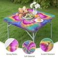 thumbnail image 4 of Colorful Tie Dye Pattern Square Fitted Tablecloth with Elastic Edge,Square Table Cover,Washable Elastic Table Cover for Home Kitchen Party Decor 34"x34", 4 of 6
