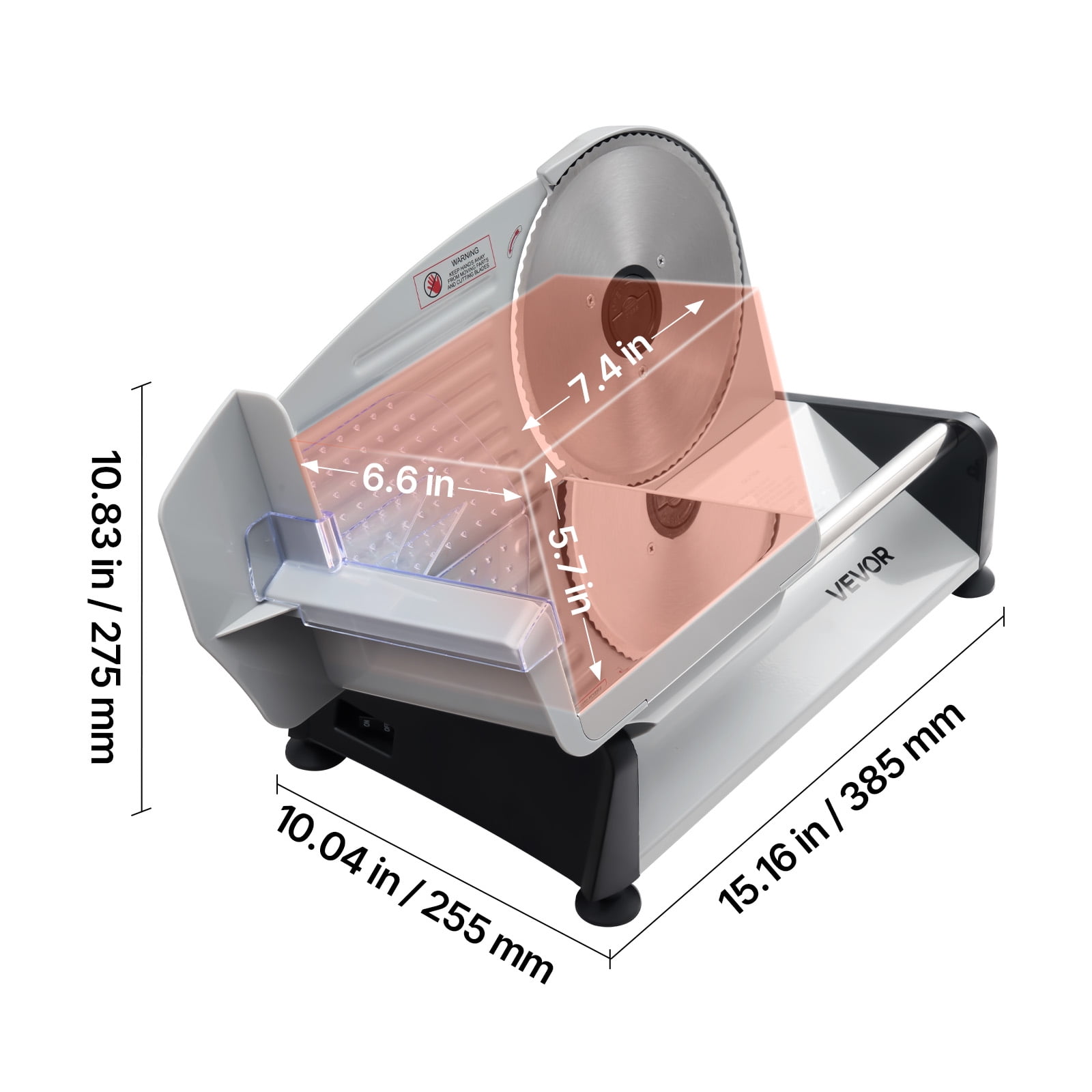 VEVOR Meat Slicer, 7.5 inch 200W Electric Deli Slicer Machine with SUS420 Blade, 0-0.6 inch Adjustable Thickness, ETL Certified Home Food-Slicer for Meat, Ham, Baguett, Steak