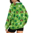 thumbnail image 2 of COEQINE Full Zip Up Sweatshirts Women's Long Sleeve Hoodie Oversized Soft Jacket with Pockets Shamrock Leprechaun Hat and Dog Green Print Fashion Casual Wear for St. Patrick's Day, XS, 2 of 7