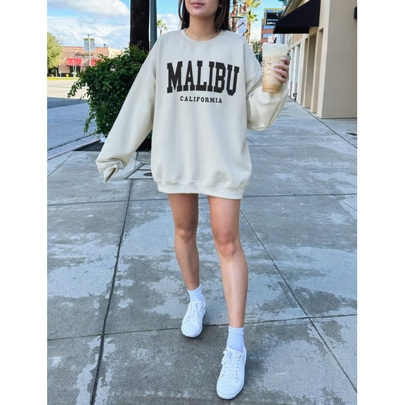 Malibu California Sweatshirt, Trendy Preppy Sweatshirt, Aesthetic College Crewneck, Oversized Minimalist Sweater, Malibu California Shirt All Size S-5Xl
