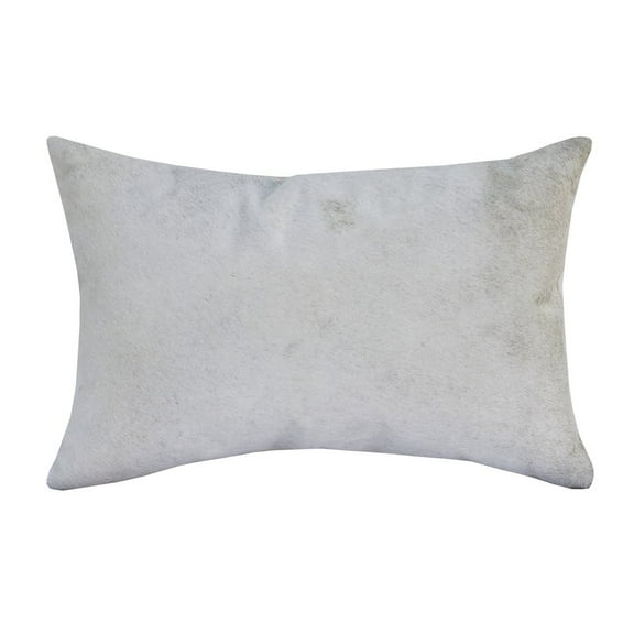 HomeRoots 16" X 24" Ivory Faux Leather Zippered Pillow