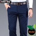 thumbnail image 2 of Pantalones casuales de negocios para hombre, de color 4, de tela modal, rectos, de alta calidad, de marca masculina, azul marino, gris claro, caqui y negro, 2 of 5